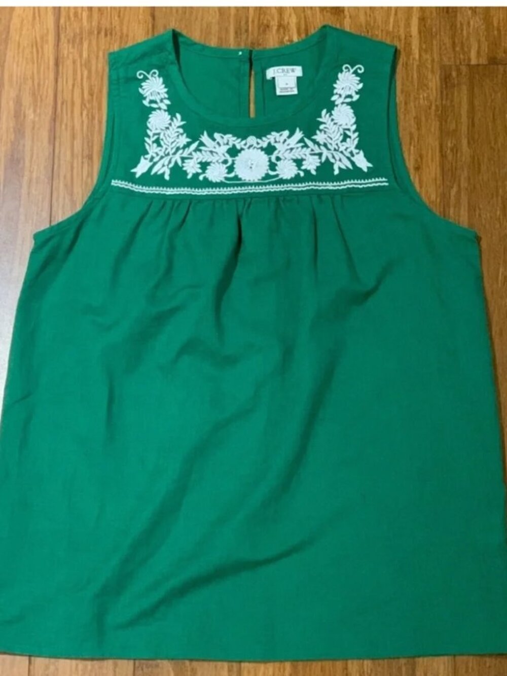 JCrew Embriodered Linen Cotton Sleeveless top, 0, green